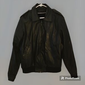 VTG EXPLOSIVE Black Cowhide Leather Motorcycle Biker Jacket